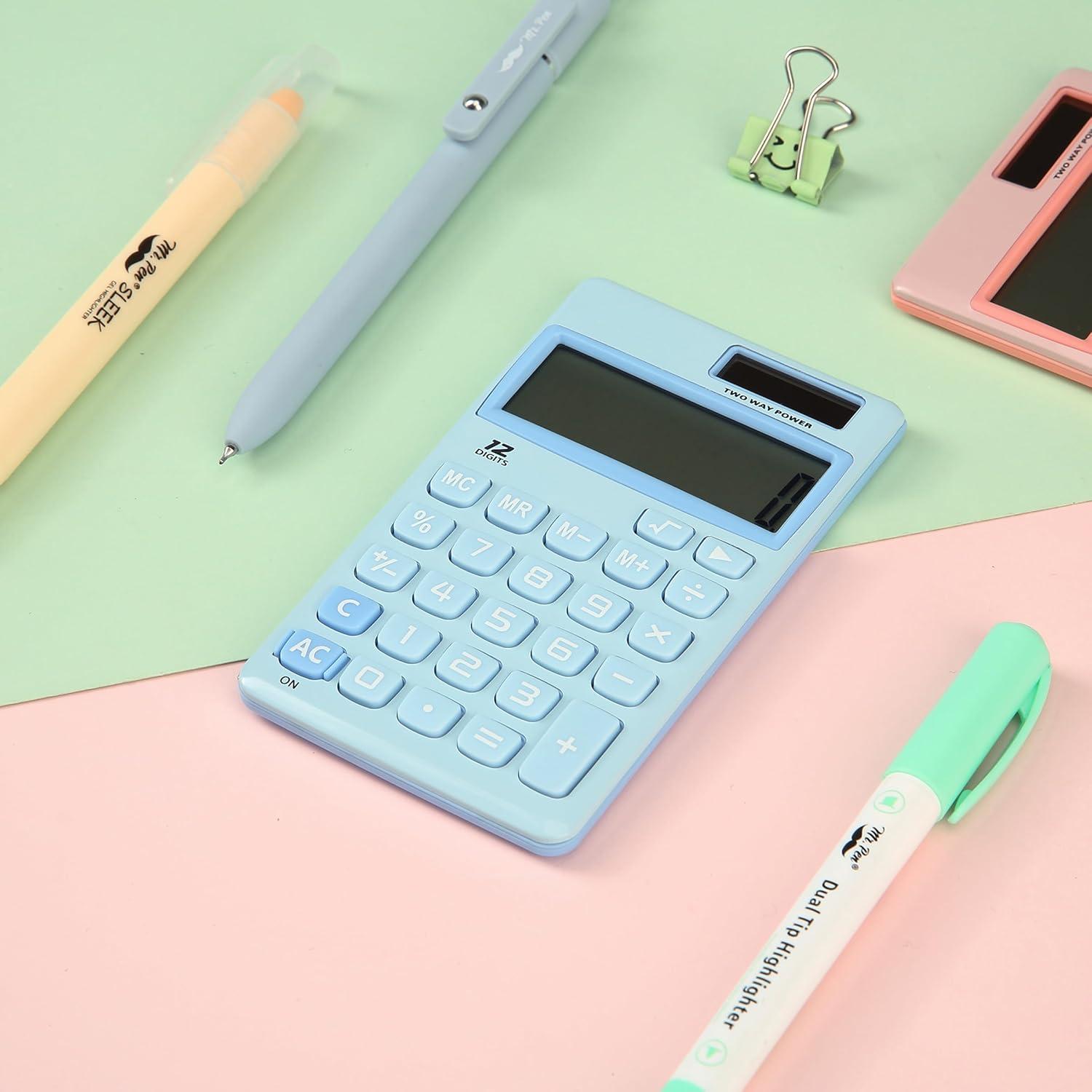 imageMr Pen Standard Function Calculator 12Digits Small Calculator Purple Small Calculator Pocket Calculator Simple Calculator Basic Office Calculators Small Handheld CalculatorLight Blue