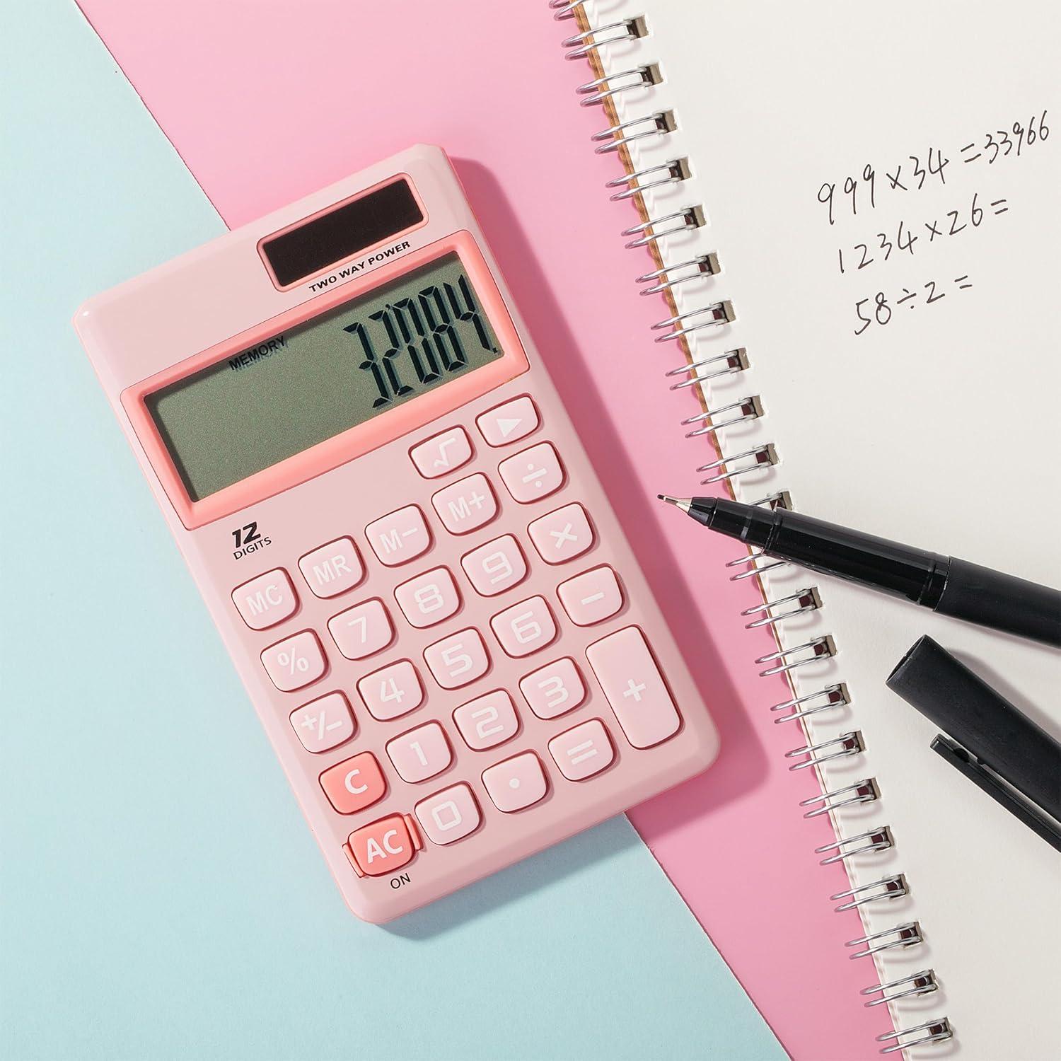 imageMr Pen Standard Function Calculator 12Digits Small Calculator Purple Small Calculator Pocket Calculator Simple Calculator Basic Office Calculators Small Handheld CalculatorLight Pink