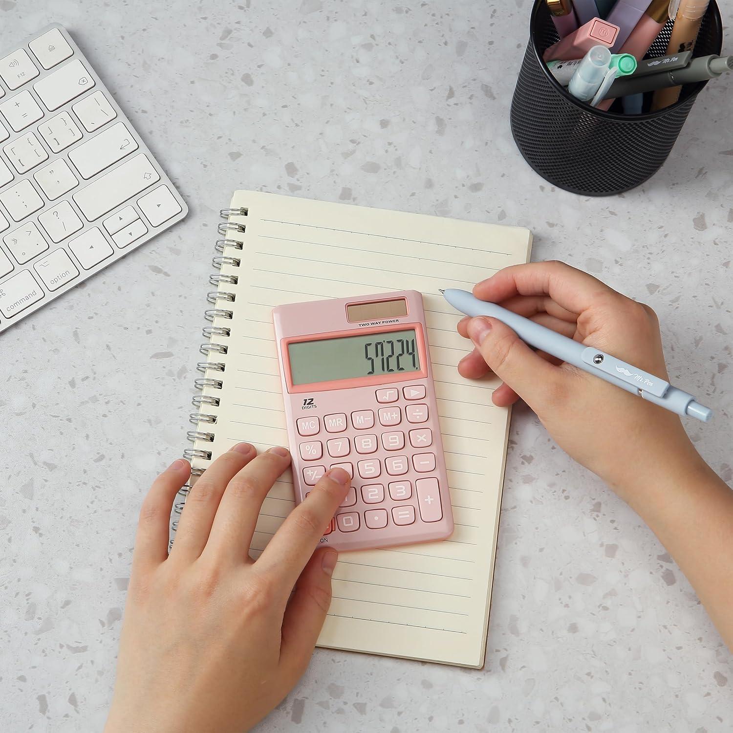 imageMr Pen Standard Function Calculator 12Digits Small Calculator Purple Small Calculator Pocket Calculator Simple Calculator Basic Office Calculators Small Handheld CalculatorLight Pink