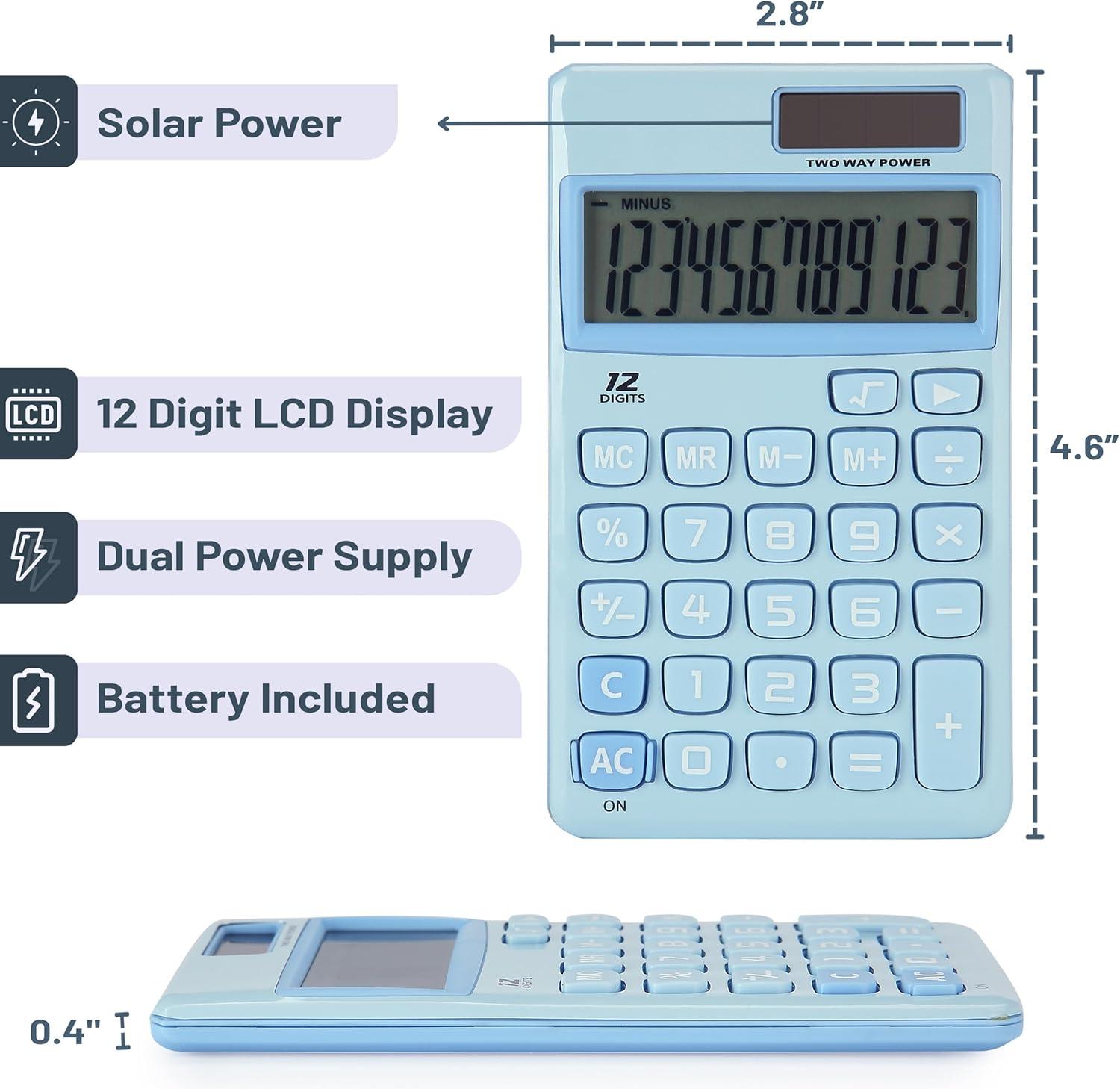 imageMr Pen Standard Function Calculator 12Digits Small Calculator Purple Small Calculator Pocket Calculator Simple Calculator Basic Office Calculators Small Handheld CalculatorLight Blue