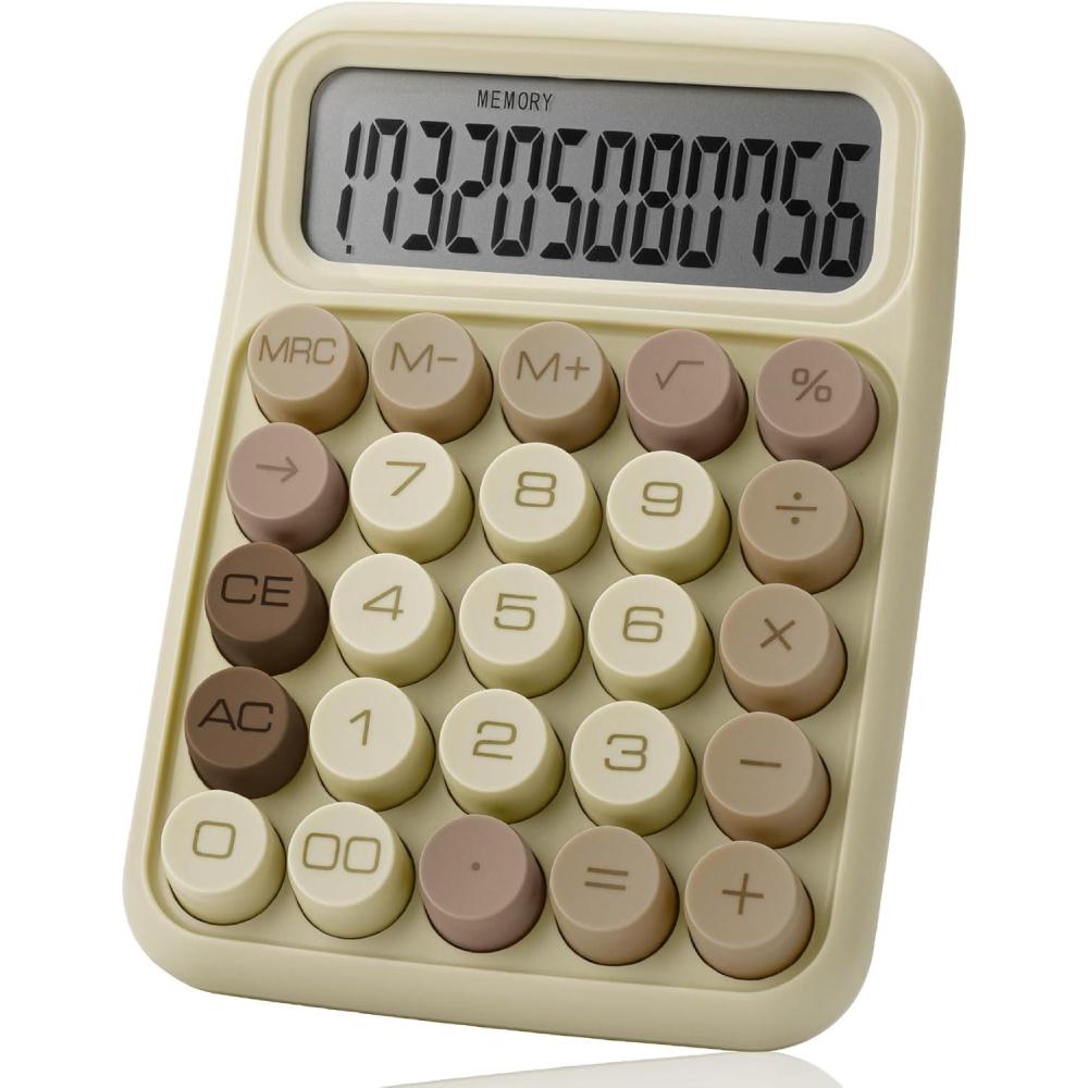imageMr Pen Mechanical Switch Calculator 12 Digits Large LCD Display Khaki Cream Calculator Big Buttons Mechanical Calculator Calculators Desktop Calculator Cute Calculator Aesthetic Calculator