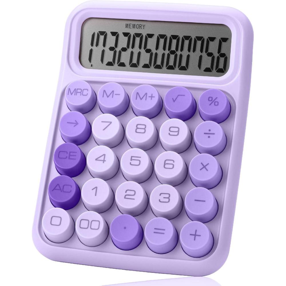 imageMr Pen Mechanical Switch Calculator 12 Digits Large LCD Display Purple Calculator Big Buttons Mechanical Calculator Calculators Desktop Calculator Cute Calculator Aesthetic CalculatorPurple