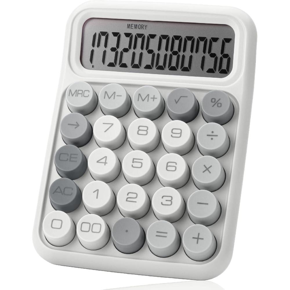 imageMr Pen Mechanical Switch Calculator 12 Digits Large LCD Display Purple Calculator Big Buttons Mechanical Calculator Calculators Desktop Calculator Cute Calculator Aesthetic CalculatorGray