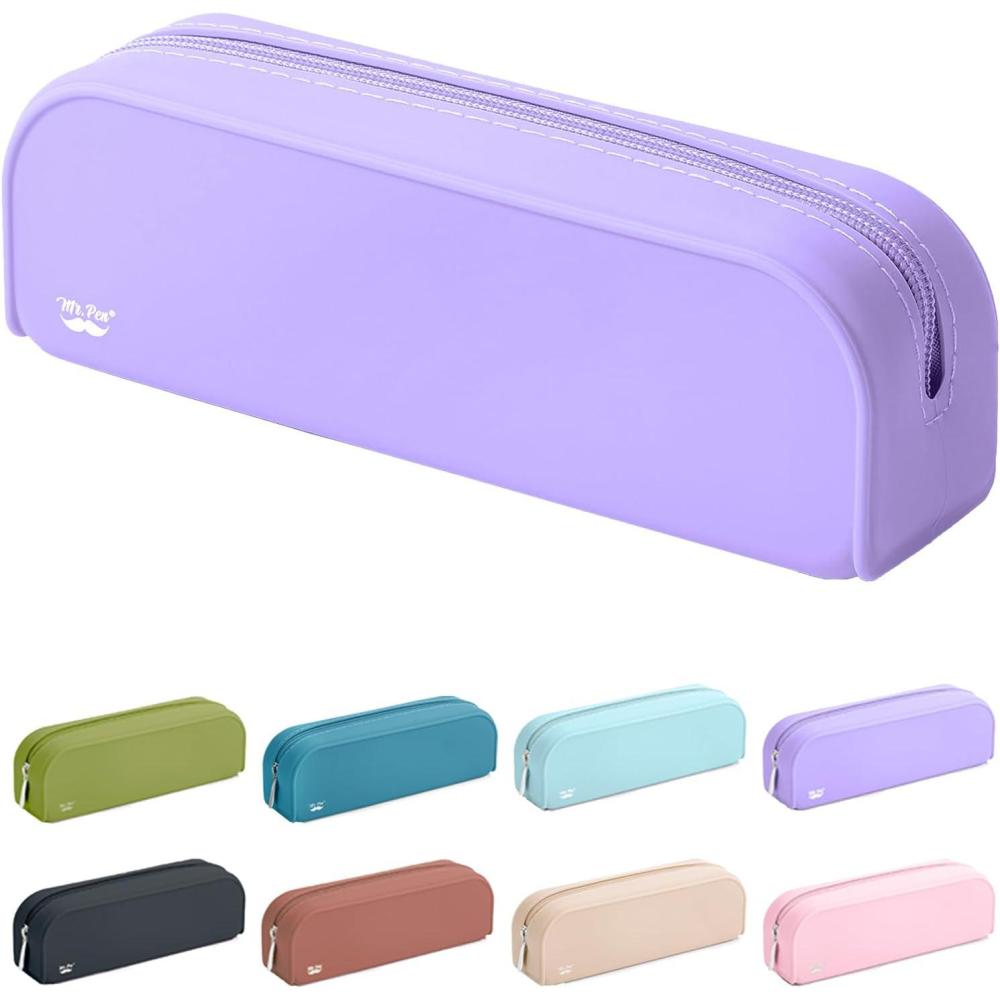imageMr Pen Silicone Pencil Case Pouch Mint Breeze Aesthetic Multipurpose Design Aesthetic Pencil Case Small Silicone Makeup BagPurple