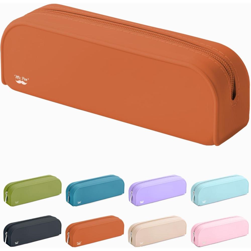 imageMr Pen Silicone Pencil Case Pouch Mint Breeze Aesthetic Multipurpose Design Aesthetic Pencil Case Small Silicone Makeup BagTerracotta