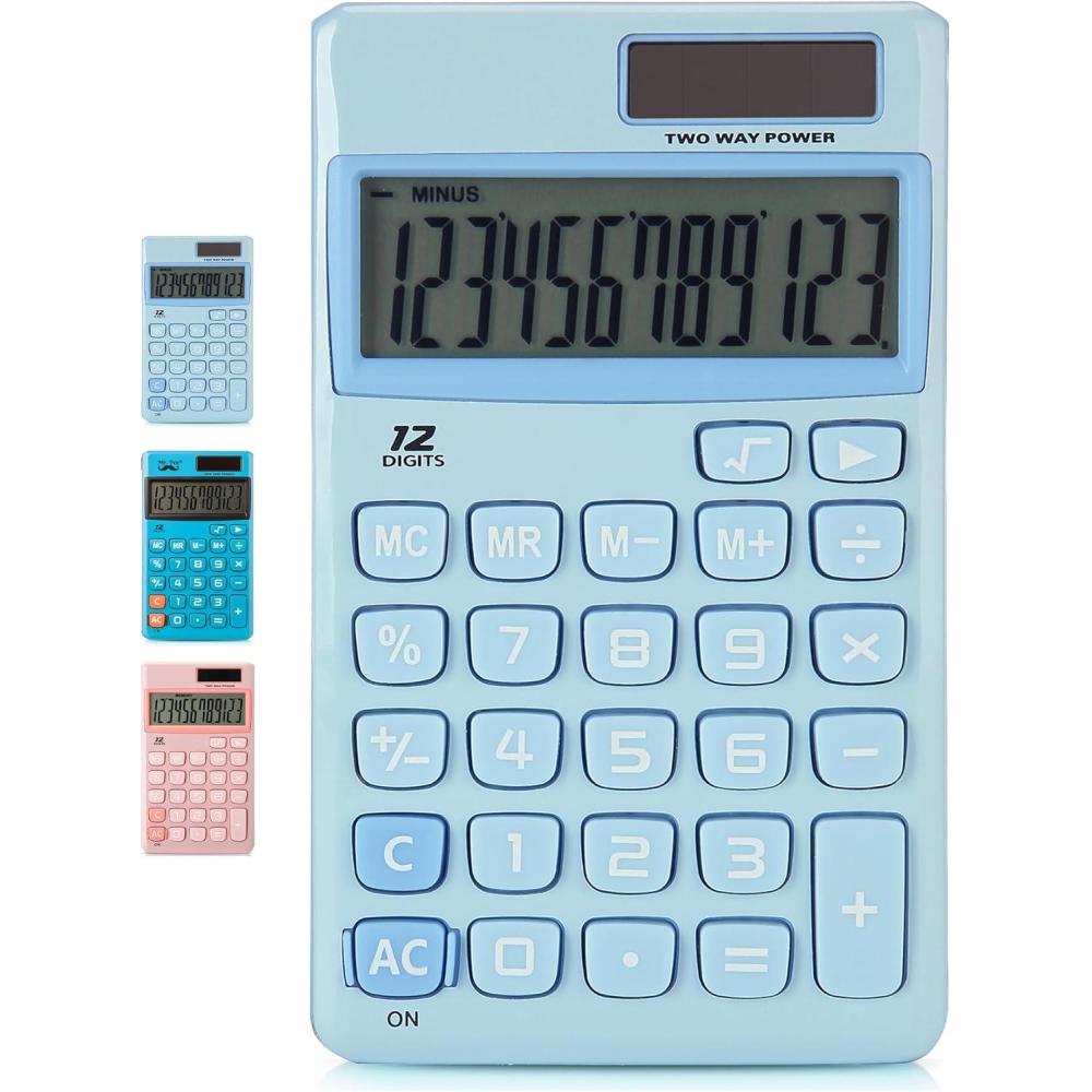 imageMr Pen Standard Function Calculator 12Digits Small Calculator Purple Small Calculator Pocket Calculator Simple Calculator Basic Office Calculators Small Handheld CalculatorLight Blue