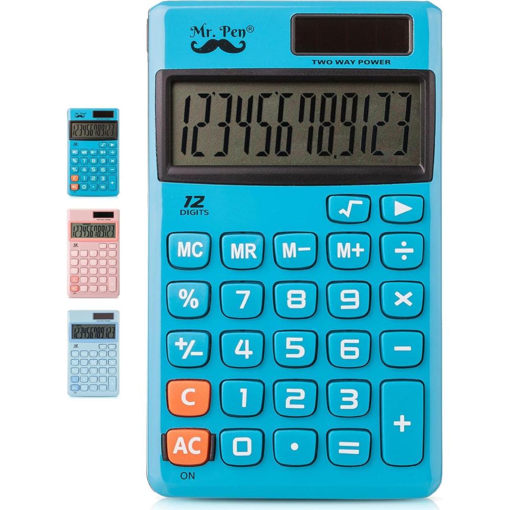 imageMr Pen Standard Function Calculator 12Digits Small Calculator Purple Small Calculator Pocket Calculator Simple Calculator Basic Office Calculators Small Handheld CalculatorBlue