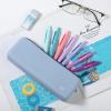 imageMr Pen Silicone Pencil Case Pouch Muted Blue Aesthetic Triangular Design Multipurpose Aesthetic Pencil Case Small Silicone Makeup Bag