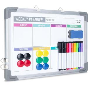 imageMr Pen Magnetic Weekly Dry Erase Board 12 x 16 DoubleSided with Dry Erase Markers 10 Board Magnets and Dry Erase Eraser Small Dry Erase Calendar for Wall Weekly Calendar Whiteboard for Wall