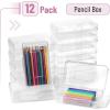 imageMr Pen Clear Pencil Boxes 12 Pack 79quotx45quotx24quot SnapTight Lid Plastic Pencil Box OrganizerClear