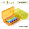 imageMr Pen Clear Pencil Boxes 12 Pack 79quotx45quotx24quot SnapTight Lid Plastic Pencil Box OrganizerGreen  Orange