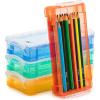 imageMr Pen Clear Pencil Boxes 12 Pack 79quotx45quotx24quot SnapTight Lid Plastic Pencil Box OrganizerOrange  Yellow  Green  Blue