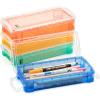 imageMr Pen Clear Pencil Boxes 12 Pack 79quotx45quotx24quot SnapTight Lid Plastic Pencil Box OrganizerOrange  Yellow  Green  Blue