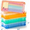 imageMr Pen Clear Pencil Boxes 12 Pack 79quotx45quotx24quot SnapTight Lid Plastic Pencil Box OrganizerOrange  Yellow  Green  Blue