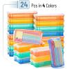 imageMr Pen Clear Pencil Boxes 12 Pack 79quotx45quotx24quot SnapTight Lid Plastic Pencil Box OrganizerOrange  Yellow  Green  Blue