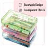 imageMr Pen Clear Pencil Boxes 12 Pack 79quotx45quotx24quot SnapTight Lid Plastic Pencil Box OrganizerPink  Blue  Green