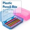 imageMr Pen Clear Pencil Boxes 12 Pack 79quotx45quotx24quot SnapTight Lid Plastic Pencil Box OrganizerPink  Blue 8 x 47 x 22