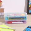 imageMr Pen Clear Pencil Boxes 12 Pack 79quotx45quotx24quot SnapTight Lid Plastic Pencil Box OrganizerPink  Blue 85 x 4 x 19