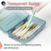 imageMr Pen Clear Pencil Boxes 12 Pack 79quotx45quotx24quot SnapTight Lid Plastic Pencil Box OrganizerPurple  Coral  Blue