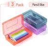 imageMr Pen Clear Pencil Boxes 12 Pack 79quotx45quotx24quot SnapTight Lid Plastic Pencil Box OrganizerPurple  Coral  Blue