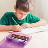 imageMr Pen Clear Pencil Boxes 12 Pack 79quotx45quotx24quot SnapTight Lid Plastic Pencil Box OrganizerPurple  Orange