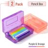 imageMr Pen Clear Pencil Boxes 12 Pack 79quotx45quotx24quot SnapTight Lid Plastic Pencil Box OrganizerPurple  Orange