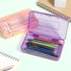 imageMr Pen Clear Pencil Boxes 12 Pack 79quotx45quotx24quot SnapTight Lid Plastic Pencil Box OrganizerPurple  Orange