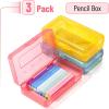 imageMr Pen Clear Pencil Boxes 12 Pack 79quotx45quotx24quot SnapTight Lid Plastic Pencil Box OrganizerRed  Blue  Yellow