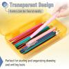 imageMr Pen Clear Pencil Boxes 12 Pack 79quotx45quotx24quot SnapTight Lid Plastic Pencil Box OrganizerYellow  Blue