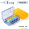 imageMr Pen Clear Pencil Boxes 12 Pack 79quotx45quotx24quot SnapTight Lid Plastic Pencil Box OrganizerYellow  Blue