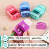 imageMr Pen Pencil Sharpener ampamp Eraser 4 Pack Colorful 2 Sharpening Holes Manual Handheld Small Pencil SharpenerRed  Purple  Blue  Green
