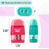 imageMr Pen Pencil Sharpener ampamp Eraser 4 Pack Colorful 2 Sharpening Holes Manual Handheld Small Pencil SharpenerRed  Purple  Blue  Green