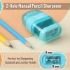 imageMr Pen Pencil Sharpener ampamp Eraser 4 Pack Colorful 2 Sharpening Holes Manual Handheld Small Pencil SharpenerYellow  Orange  Blue  Green