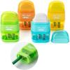 imageMr Pen Pencil Sharpener ampamp Eraser 4 Pack Colorful 2 Sharpening Holes Manual Handheld Small Pencil SharpenerYellow  Orange  Blue  Green