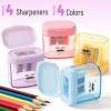imageMr Pen Pencil Sharpeners Manual 4 Pack Dual Hole Colorful Pencil Sharpeners Handheld Pencil Sharpener