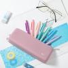 imageMr Pen Silicone Pencil Case Pouch Dusty Pink Aesthetic Triangular Design Multipurpose Aesthetic Pencil Case Small Silicone Makeup Bag
