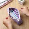 imageMr Pen Silicone Pencil Case Pouch Pastel Lavender Aesthetic Triangular Design Multipurpose Aesthetic Pencil Case Small Silicone Makeup Bag