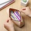 imageMr Pen Silicone Pencil Case Pouch Warm Beige Aesthetic Triangular Design Multipurpose Aesthetic Pencil Case Small Silicone Makeup Bag