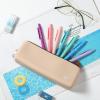 imageMr Pen Silicone Pencil Case Pouch Warm Beige Aesthetic Triangular Design Multipurpose Aesthetic Pencil Case Small Silicone Makeup Bag