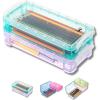 imageMr Pen Clear Pencil Boxes 12 Pack 79quotx45quotx24quot SnapTight Lid Plastic Pencil Box OrganizerPink  Blue 85 x 4 x 19