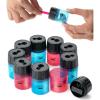imageMr Pen Handheld Manual Pencil Sharpener with 2 Sharpening Holes and ScrewOn Lid Pack of 6Red and Blue