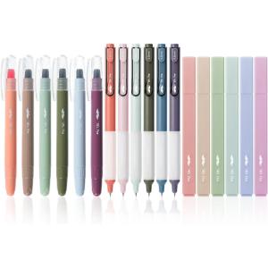 imageMr Pen Aesthetic Highlighters and Gel Pens 18 Pack Gel Highlighters for Bibles Vintage Color Highlighters Black Gel Pens Highlighter Pens Vintage Color Bible Highlighter No Bleed
