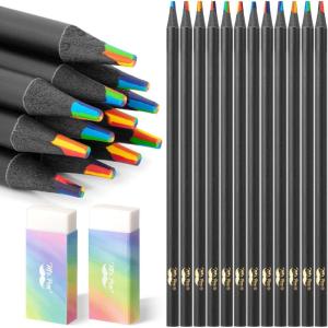 imageMr Pen Easter Basket Essentials Rainbow Pencils 12 Pack 7 Color in 1 Colored Pencil with Sharpener Fun Pencils for Kids12 pcs2 Pencil Erasers