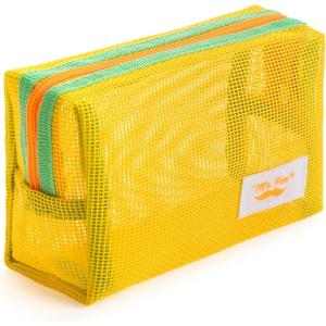 imageMr Pen Mesh Pencil Case Yellow Zipper Pouch Small Makeup Bag Cosmetic Purse Pouch Cute Organization Bag