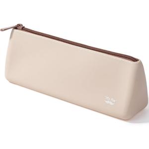 imageMr Pen Silicone Pencil Case Pouch Warm Beige Aesthetic Triangular Design Multipurpose Aesthetic Pencil Case Small Silicone Makeup Bag