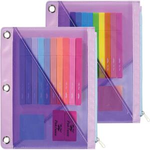 imageMr Pen Transparent Pencil Pouches 2 Pack for 3 Ring Binder Cases With Zipper Bags