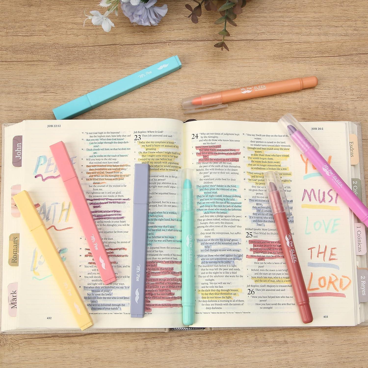 imageMr Pen Aesthetic Highlighters and Gel Highlighters 8 Pack Assorted Color Bible Highlighter No Bleed No Bleed Highlighter for Bibles
