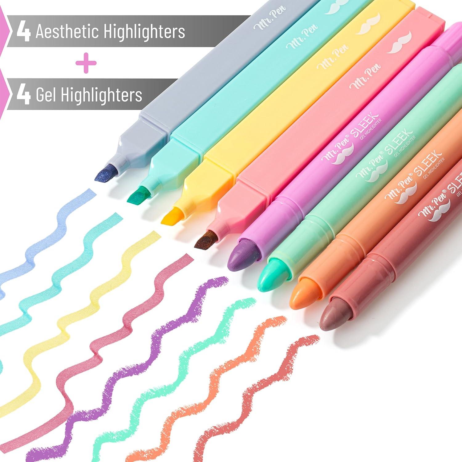 imageMr Pen Aesthetic Highlighters and Gel Highlighters 8 Pack Assorted Color Bible Highlighter No Bleed No Bleed Highlighter for Bibles
