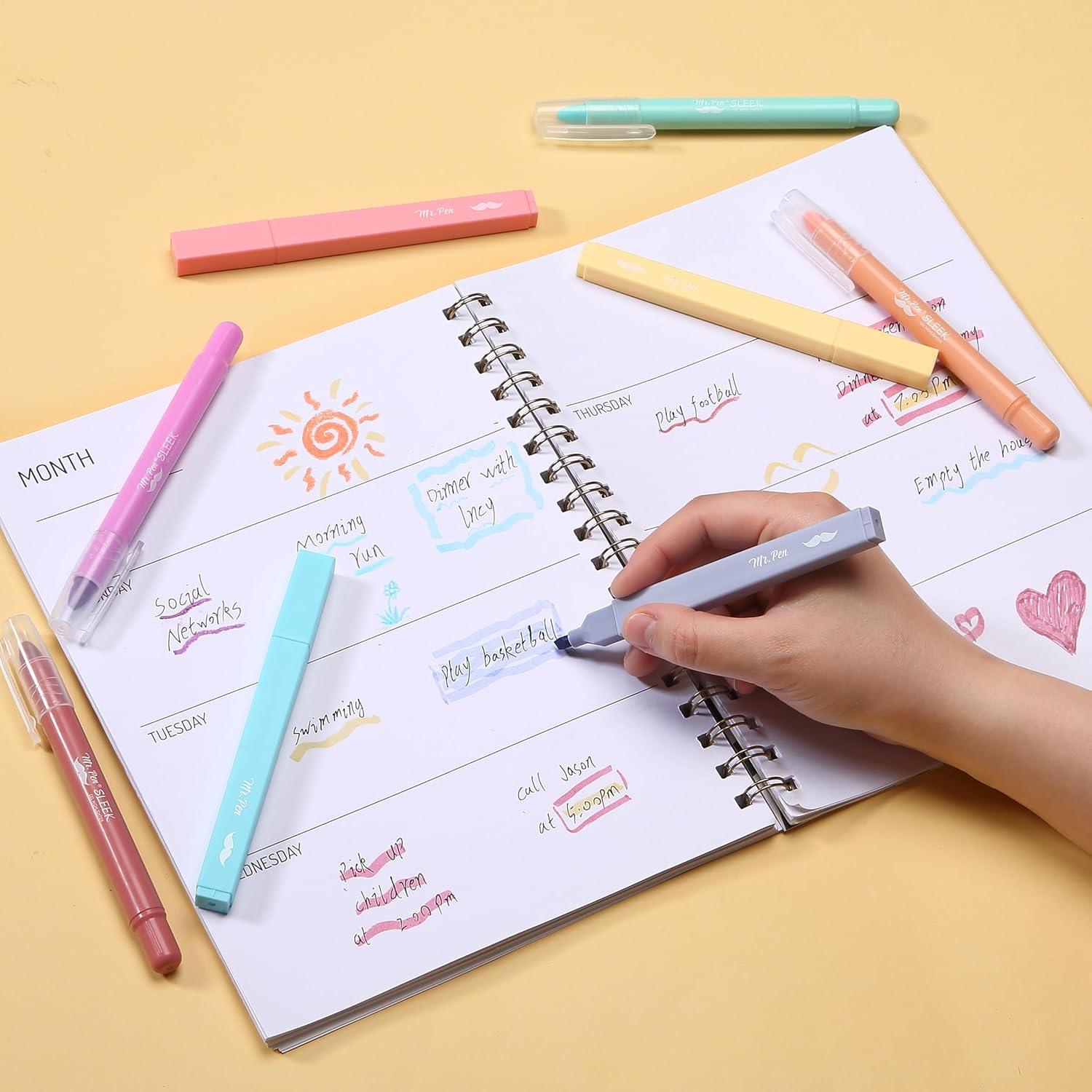 imageMr Pen Aesthetic Highlighters and Gel Highlighters 8 Pack Assorted Color Bible Highlighter No Bleed No Bleed Highlighter for Bibles