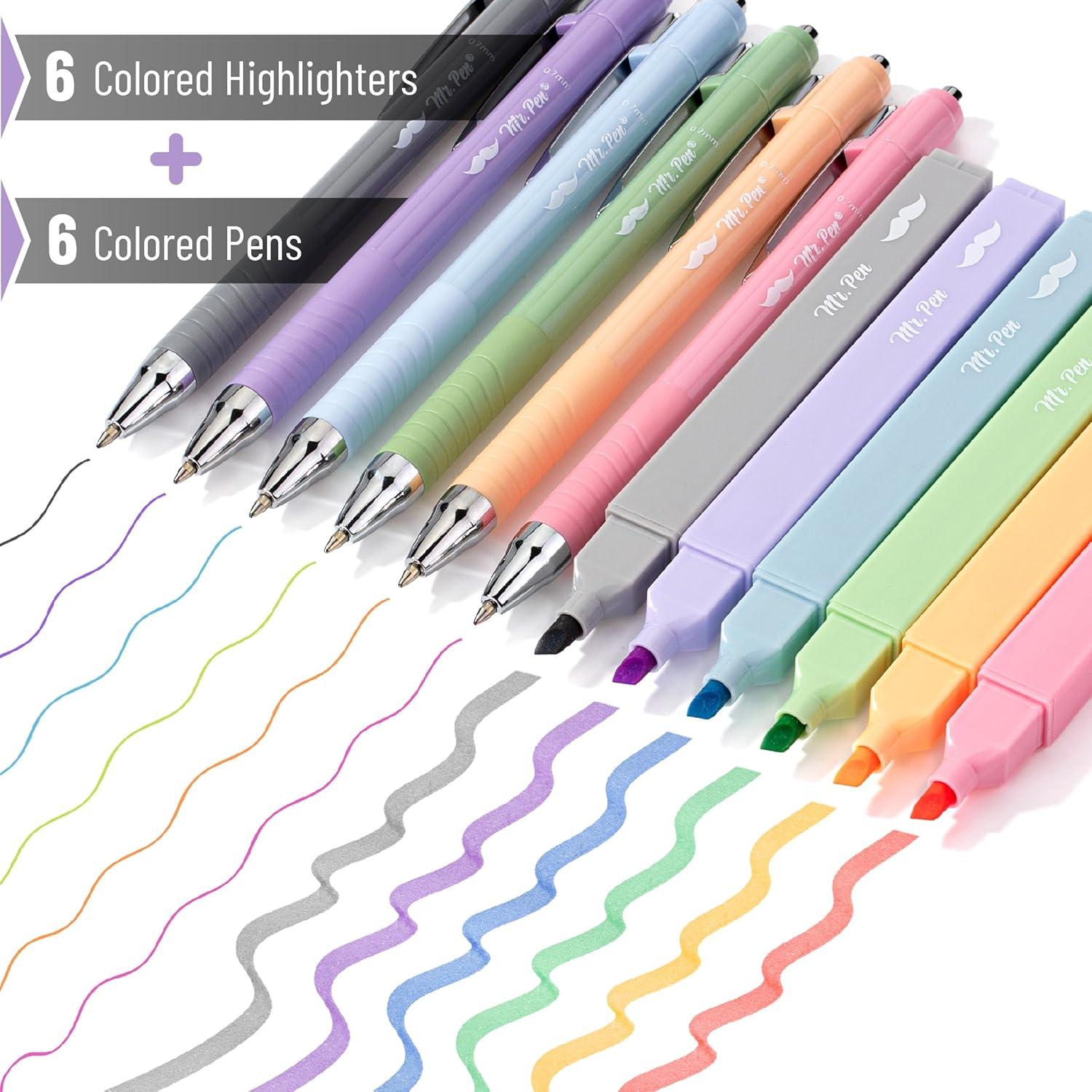 imageMr Pen Aesthetic Highlighters and Pens 12 Pack Assorted Colors Bible Highlighters Colorful Ink Bible Pens Cute Highlighters Pens Highlighters